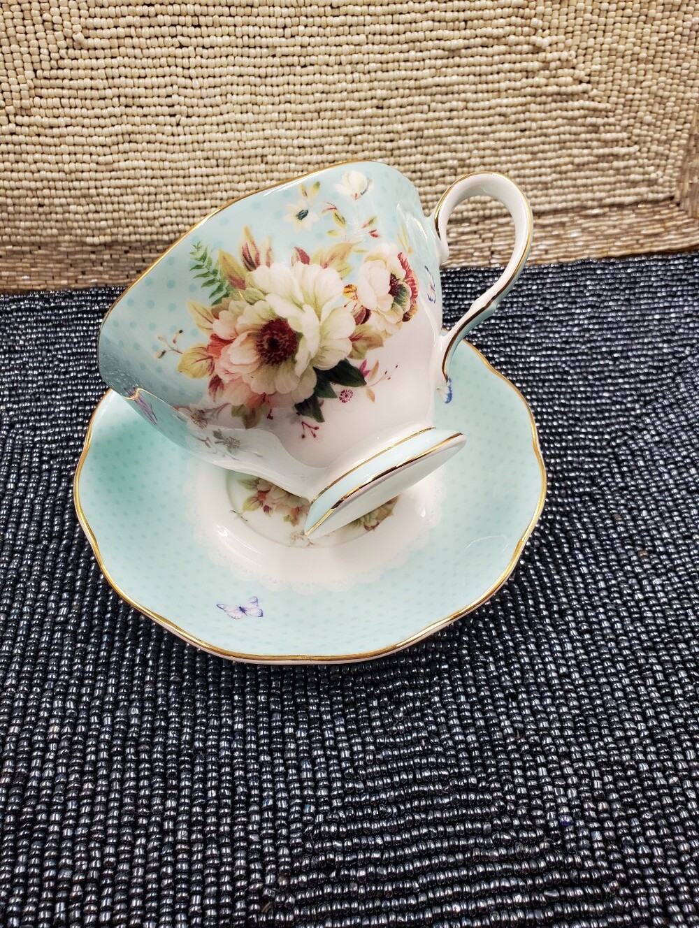 Vintage-inspired design by Coastline Imports cup and saucer (C24)